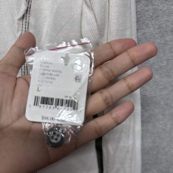 Free People Top Womens Size L Tiny White Button Up Long Sleeve Boho Y2K Style - Picture 11 of 16